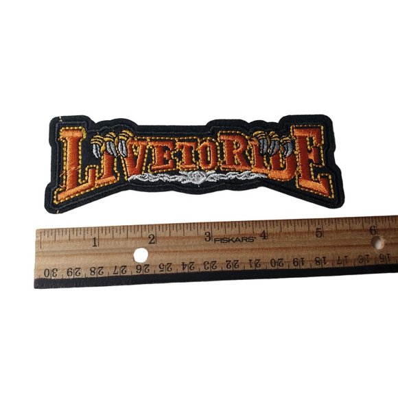 Live To Ride Iron or Sew On Patch Embroidered Rock Band Jean Jacket Vest Bike - Picture 2 of 3